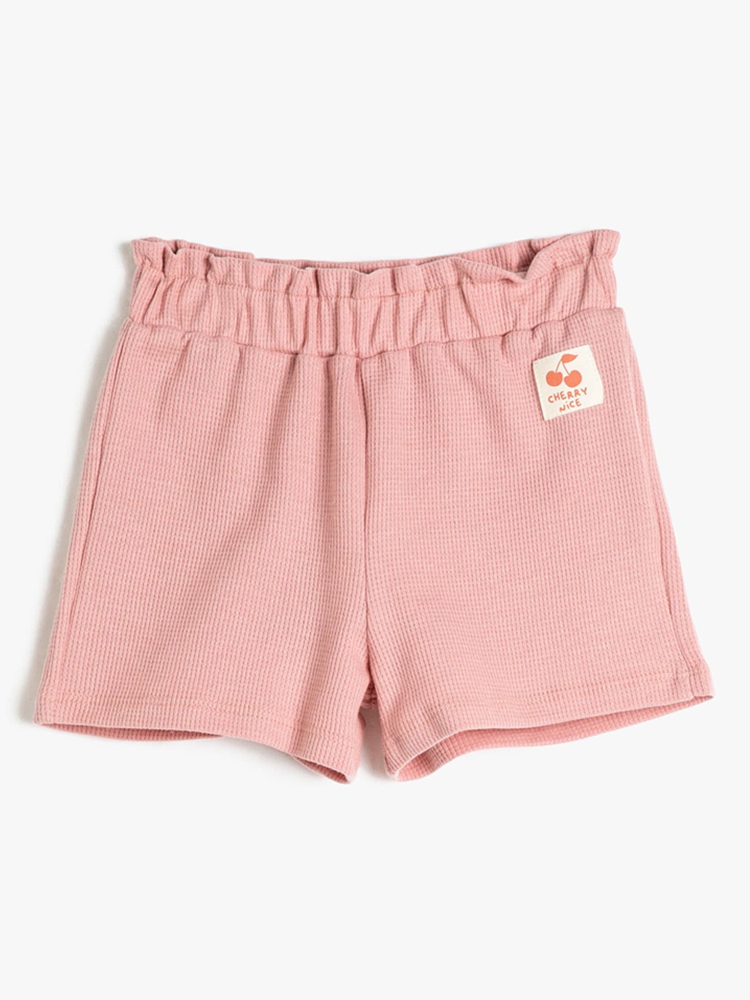 

Koton High-Rise Regular Fit Ribbed Cotton Shorts, Pink