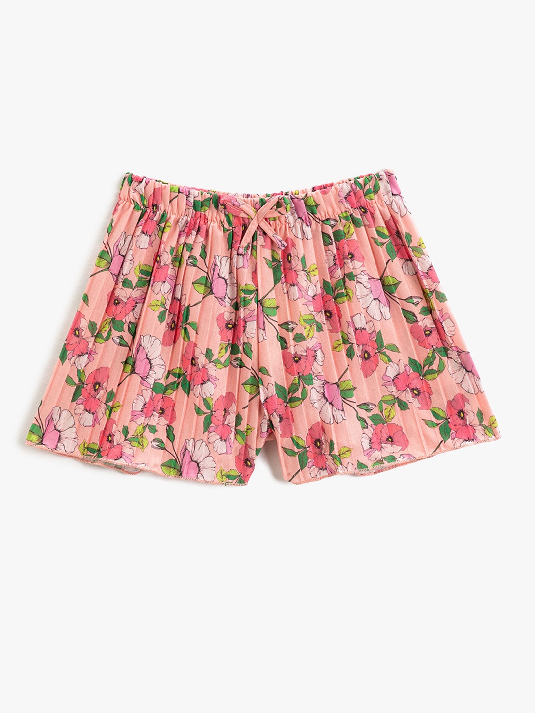 

Koton Floral Printed Regular Fit Pleated Shorts, Pink