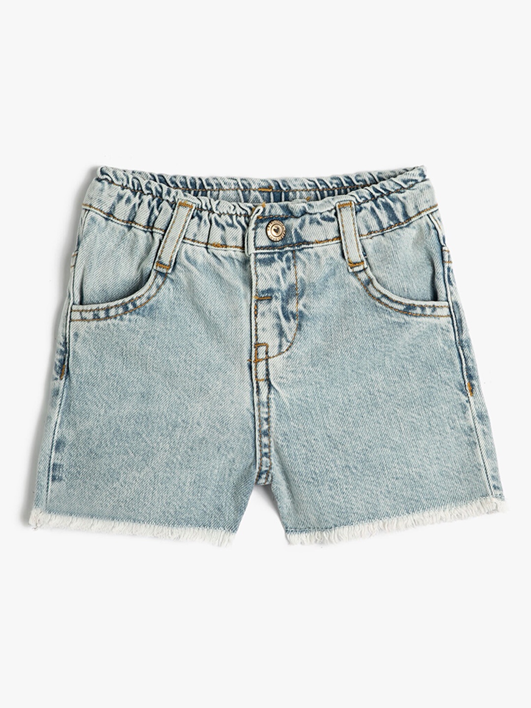 

Koton Girls Frayed Pure Cotton Denim Shorts, Blue