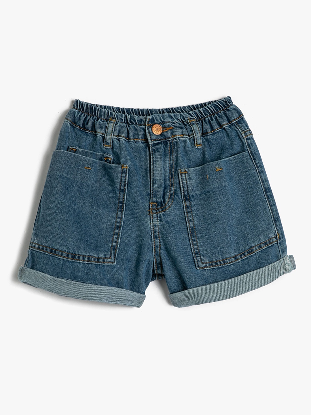 

Koton Girls Washed Pure Cotton Denim Shorts, Blue