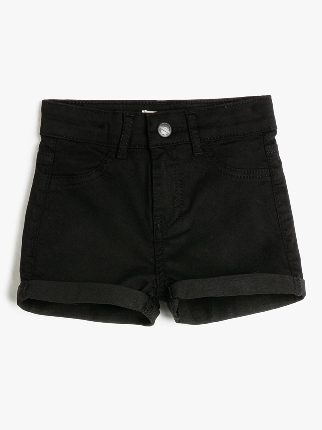 

Koton Girls Mid-Rise Denim Shorts, Black