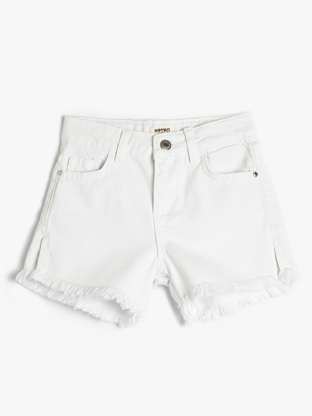 

Koton Girls Mid-Rise Pure Cotton Denim Shorts, White