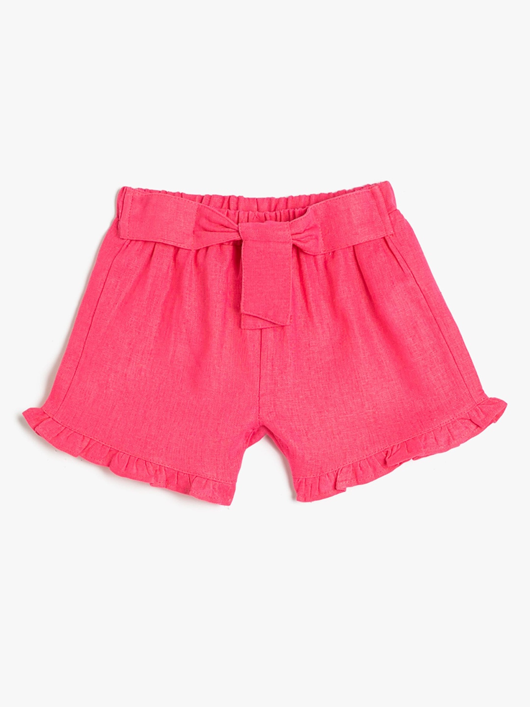 

Koton Girls Mid-Rise Bow Regular Shorts, Pink