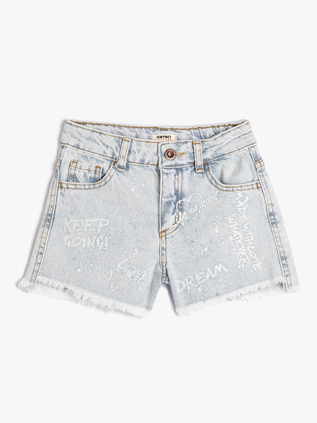 

Koton Girls Mid Rise Washed Cotton Denim Shorts, Blue