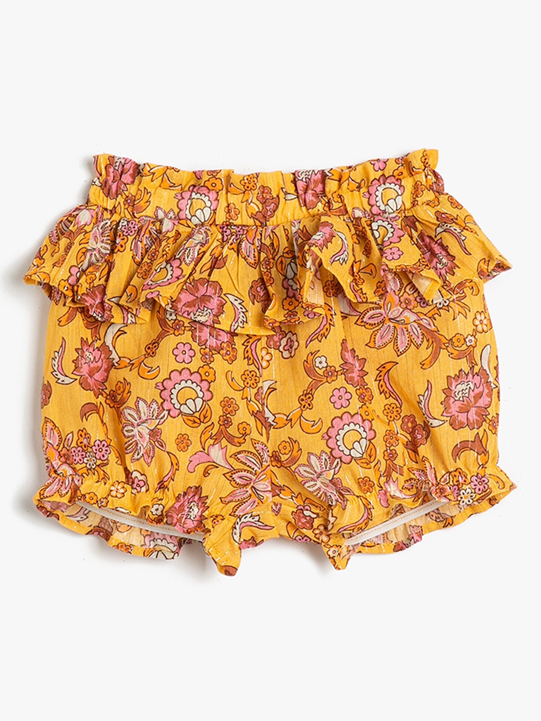 

Koton Girls Floral Printed Mid Rise Cotton Shorts, Orange