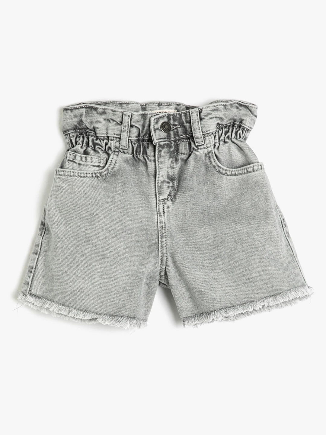 

Koton Girls Washed High Rise Denim Shorts, Grey