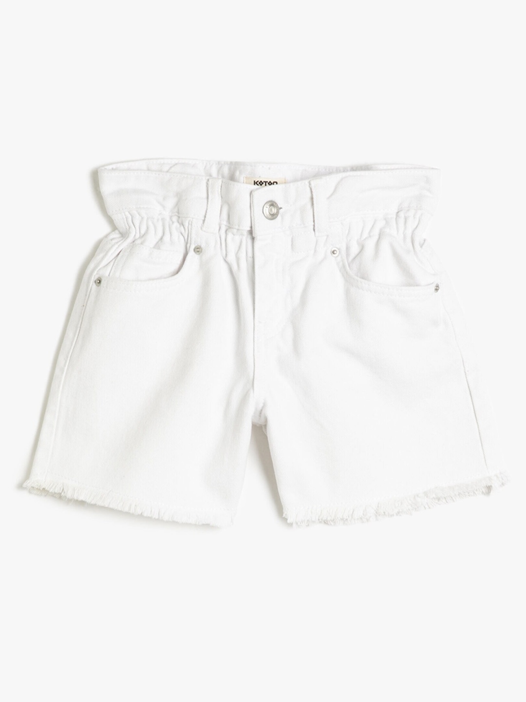 

Koton Girls Mid-Rise Pure Cotton Denim Shorts, White