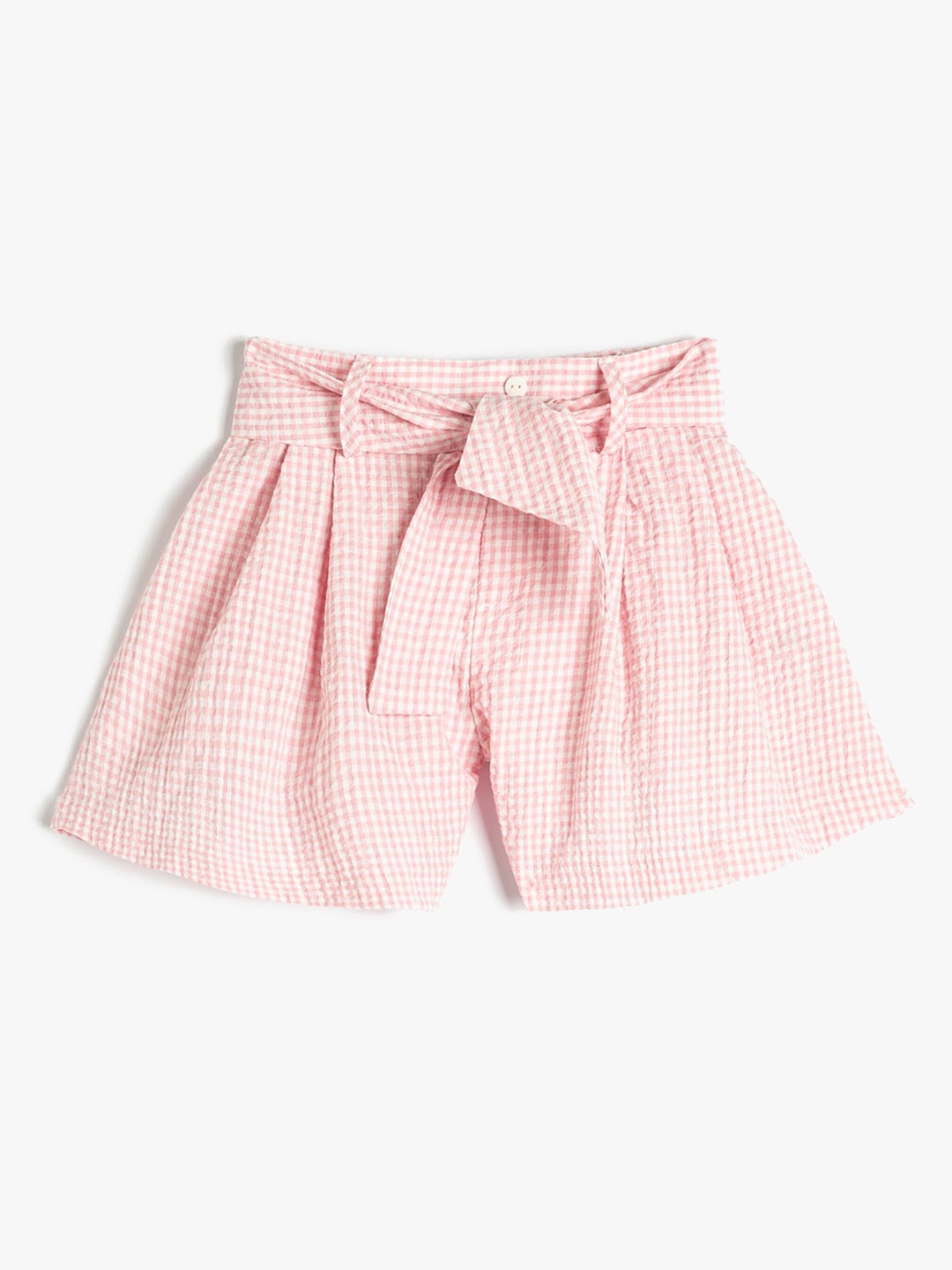 

Koton Girls Checked Mid-Rise Shorts, Pink