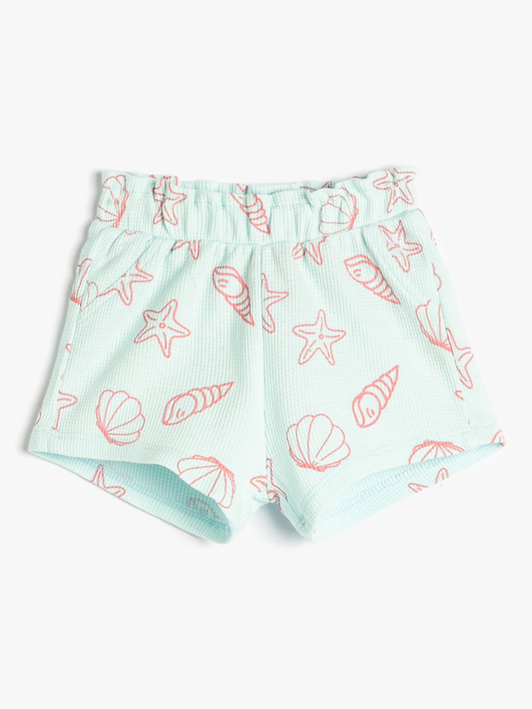 

Koton Girls Conversational Printed Pure Cotton Shorts, Turquoise blue