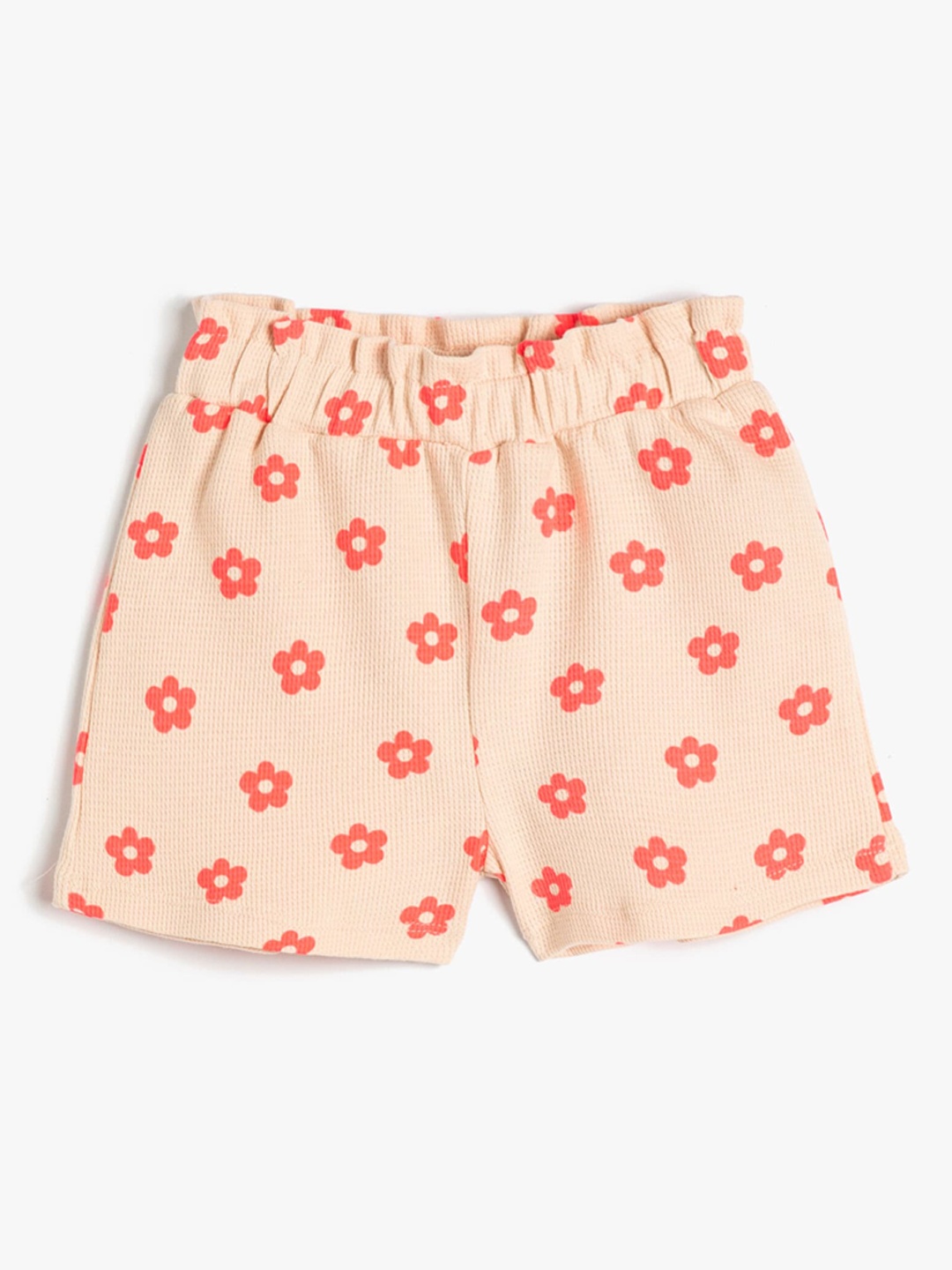 

Koton Girls Floral Printed Pure Cotton Shorts, Peach