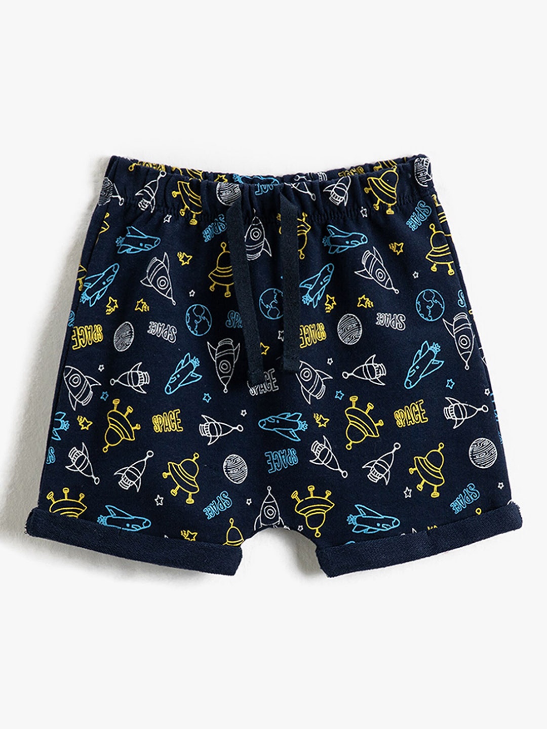 

Koton Boys Conversational Printed Cotton Shorts, Navy blue