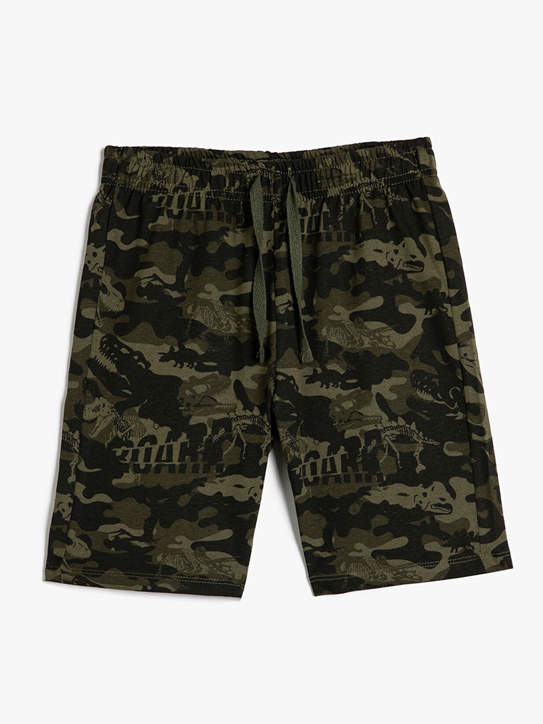 

Koton Boys Khaki Camouflage Printed Pure Cotton Regular Shorts, Olive