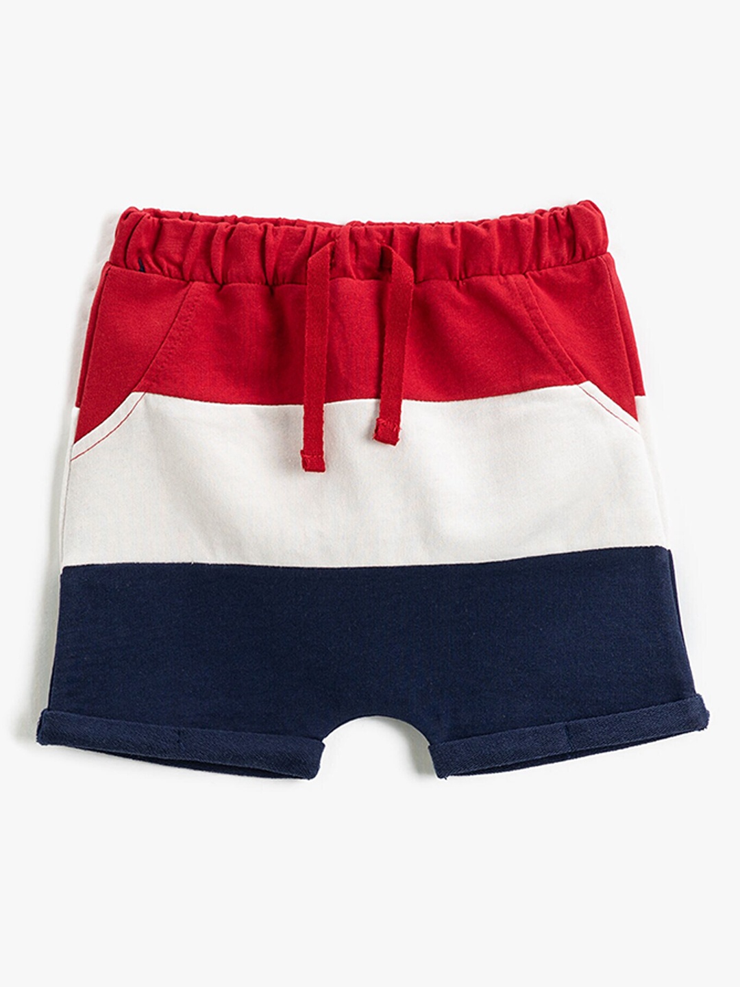 

Koton Boys Colourblocked Pure Cotton Shorts, Red