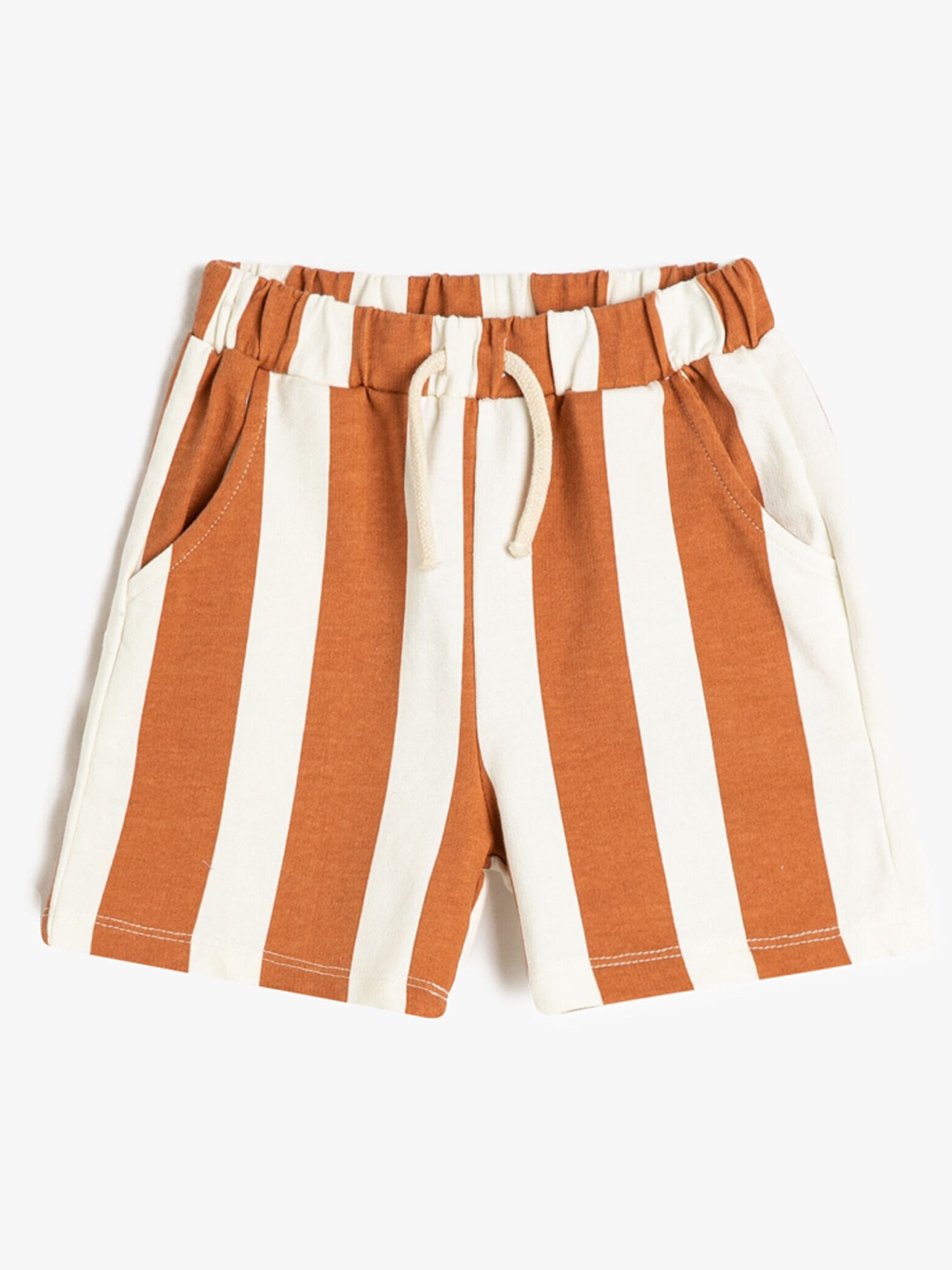 

Koton Boys Striped Pure Cotton Regular Shorts, Coffee brown