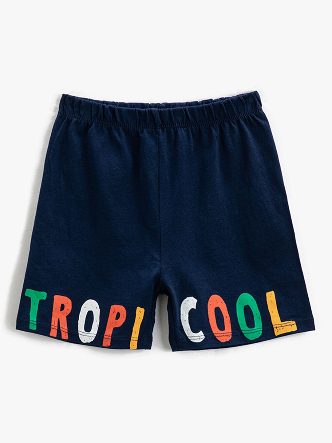 

Koton Infant Boys Typographic Printed High-Rise Pure Cotton Shorts, Blue