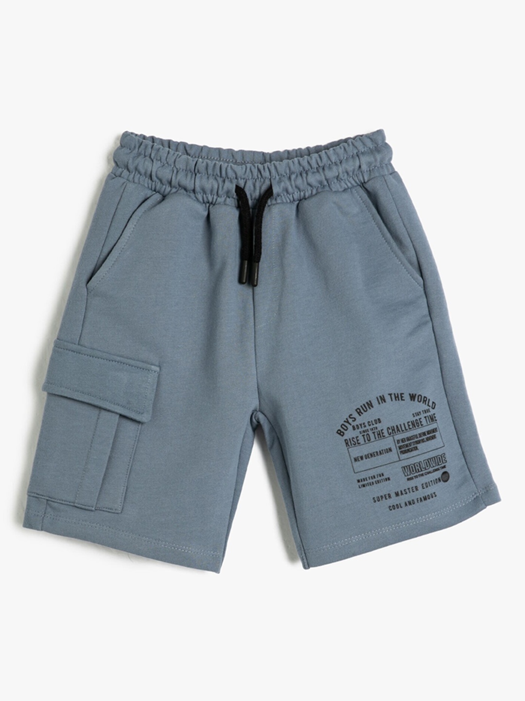 

Koton Boys Typography Printed Mid Rise Pure Cotton Shorts, Blue