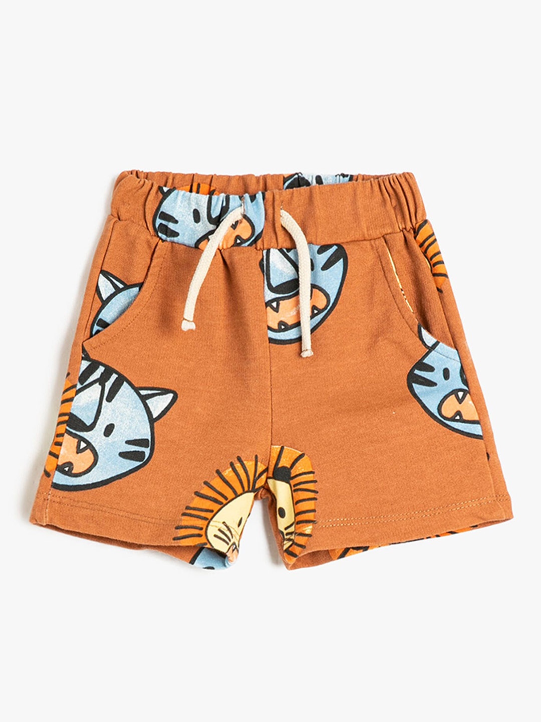 

Koton Boys Graphic Printed Mid Rise Regular Fit Cotton Shorts, Brown