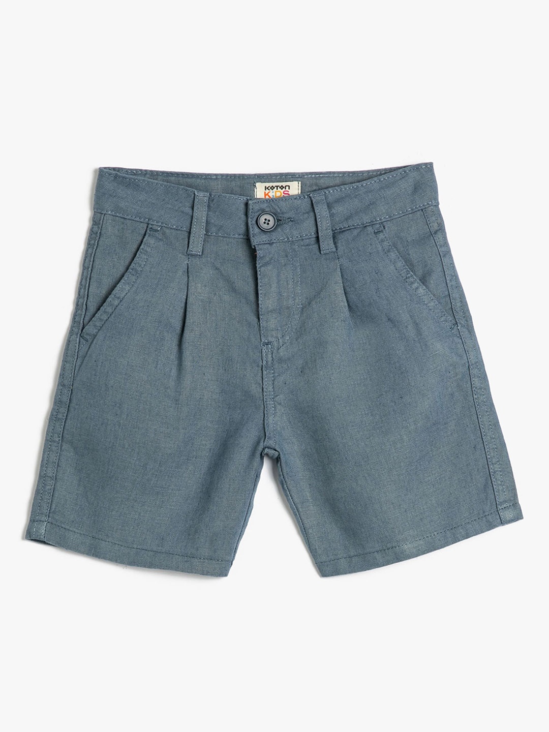 

Koton Boys Mid-Rise Linen Shorts, Blue