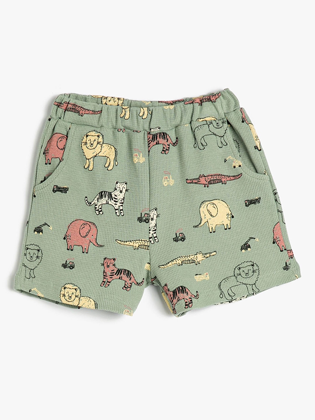 

Koton Boys Conversational Printed Pure Cotton Shorts, Green