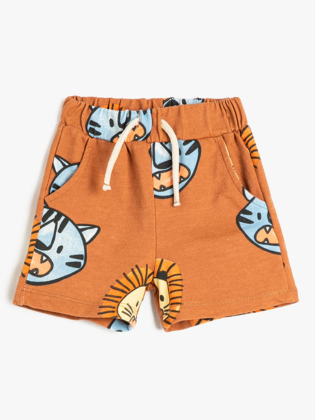 

Koton Boys Conversational Printed Mid-rise Pure Cotton Regular Shorts, Brown