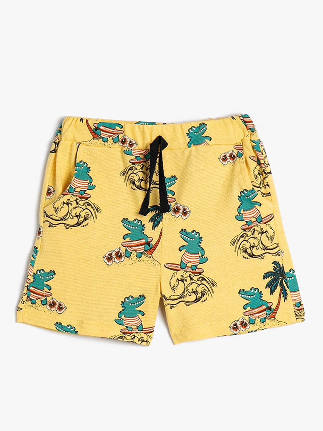 

Koton Boys Graphic Printed Mid Rise Pure Cotton Shorts, Yellow