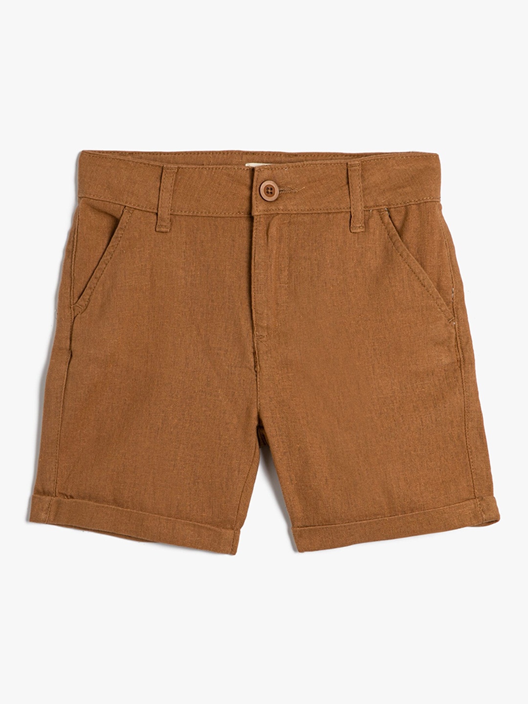 

Koton Boys Mid-Rise Linen Cargo Shorts, Brown