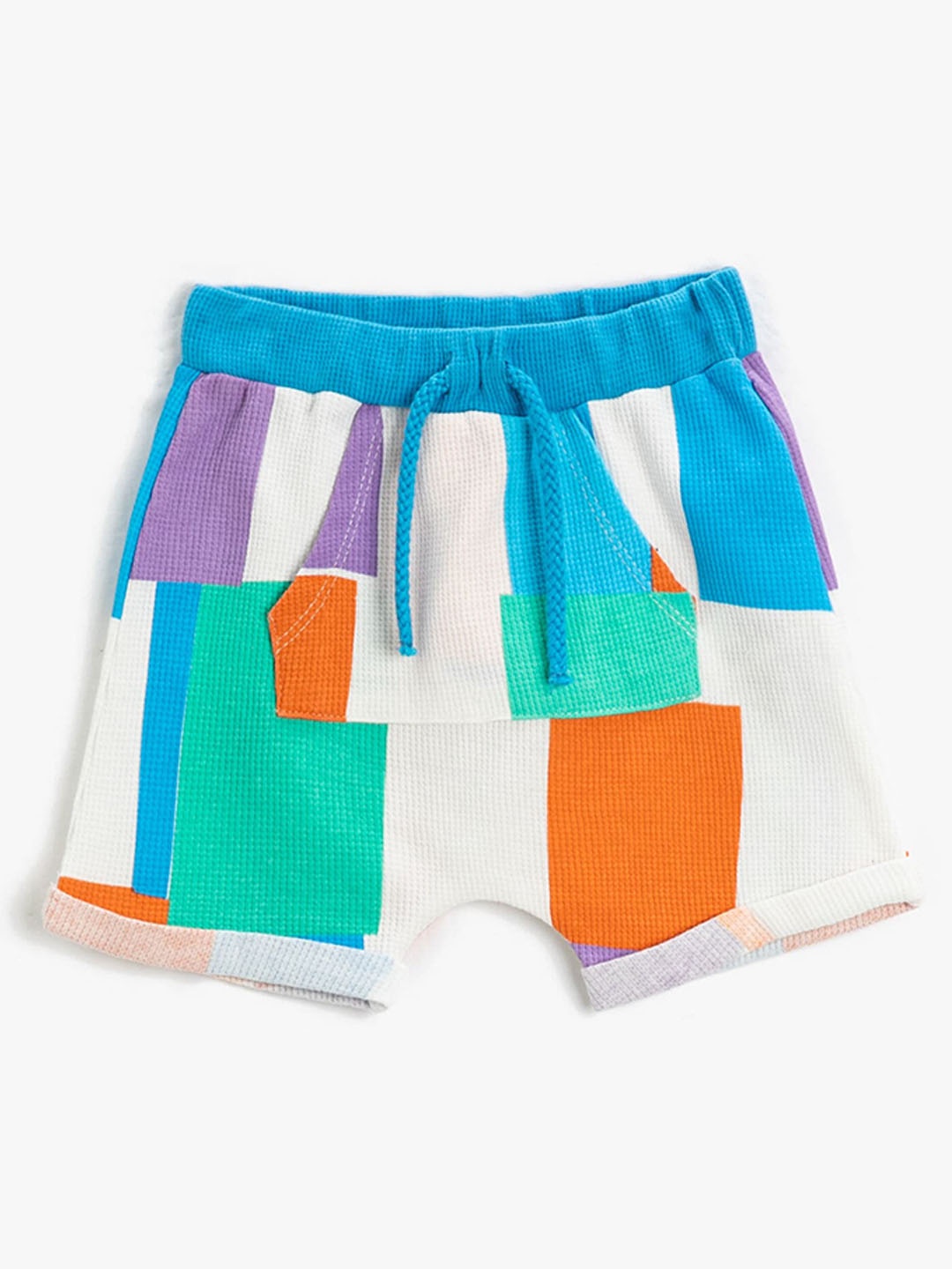 

Koton Boys Colourblocked High-Rise Pure Cotton Shorts, Blue