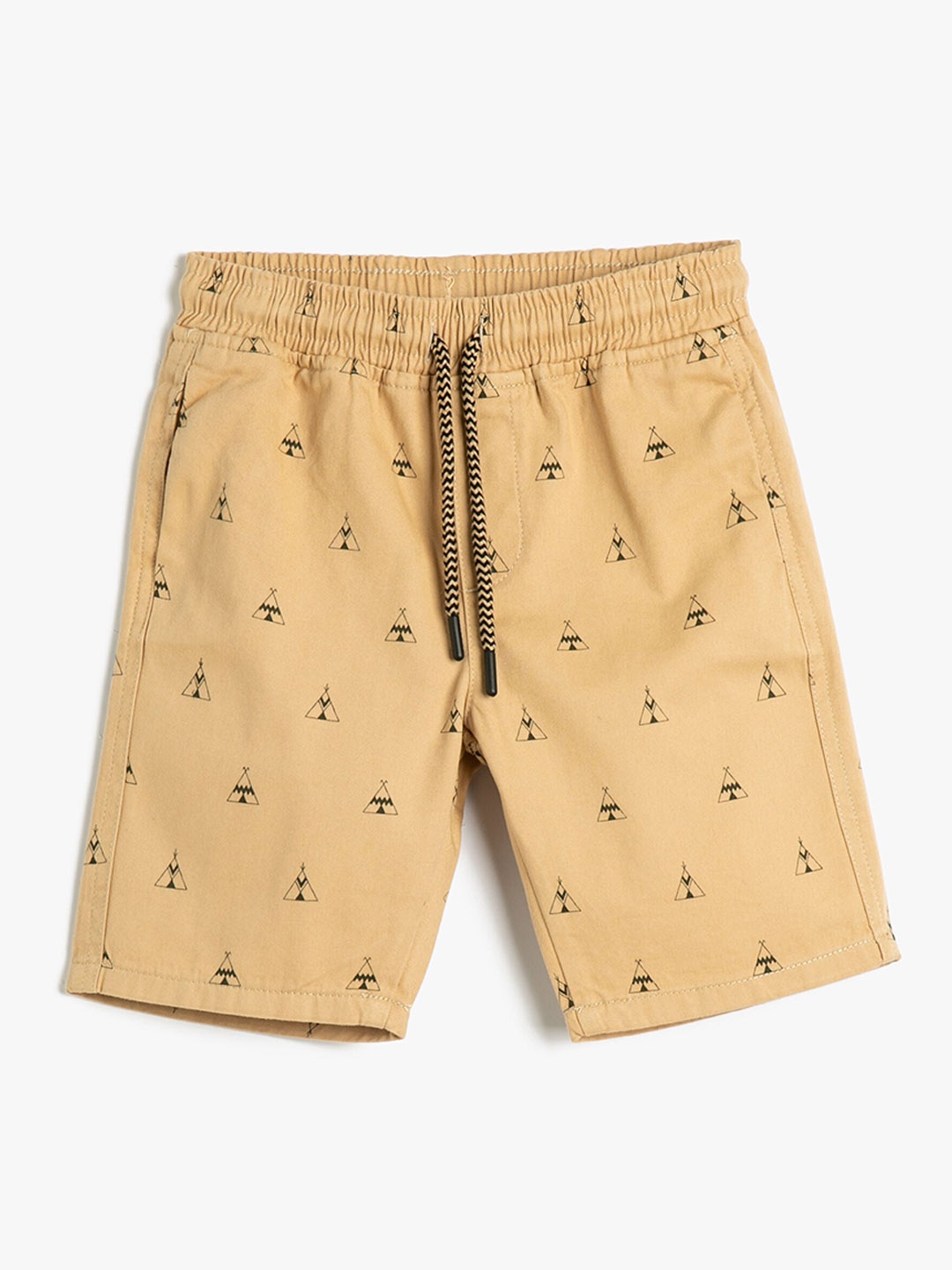 

Koton Boys Conversational Printed Mid-Rise Pure Cotton Shorts, Beige