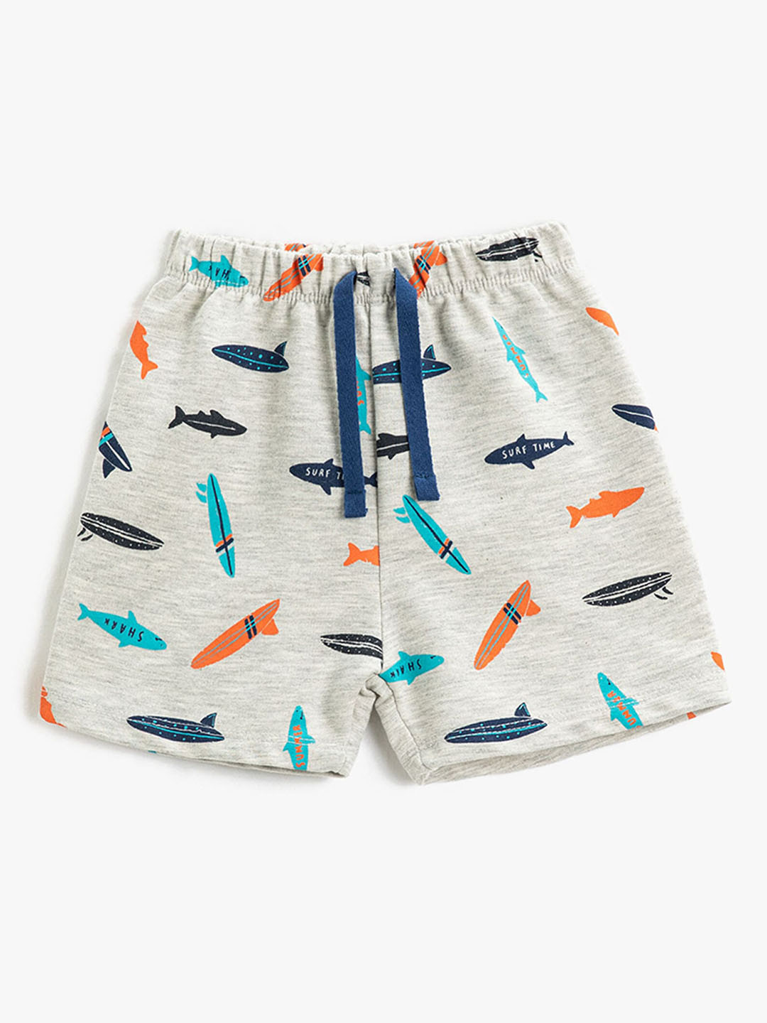 

Koton Boys Conversational Printed Mid-Rise Shorts, Grey