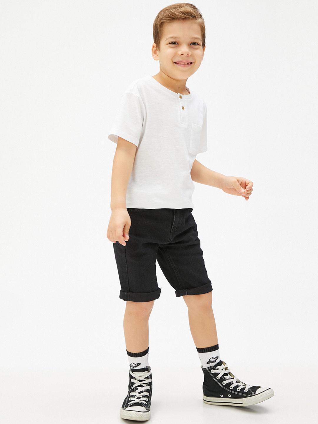 

Koton Boys Mid-Rise Denim Shorts, Black