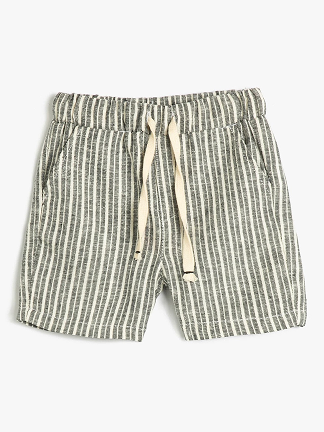 

Koton Boys Striped Mid-Rise Shorts, Grey