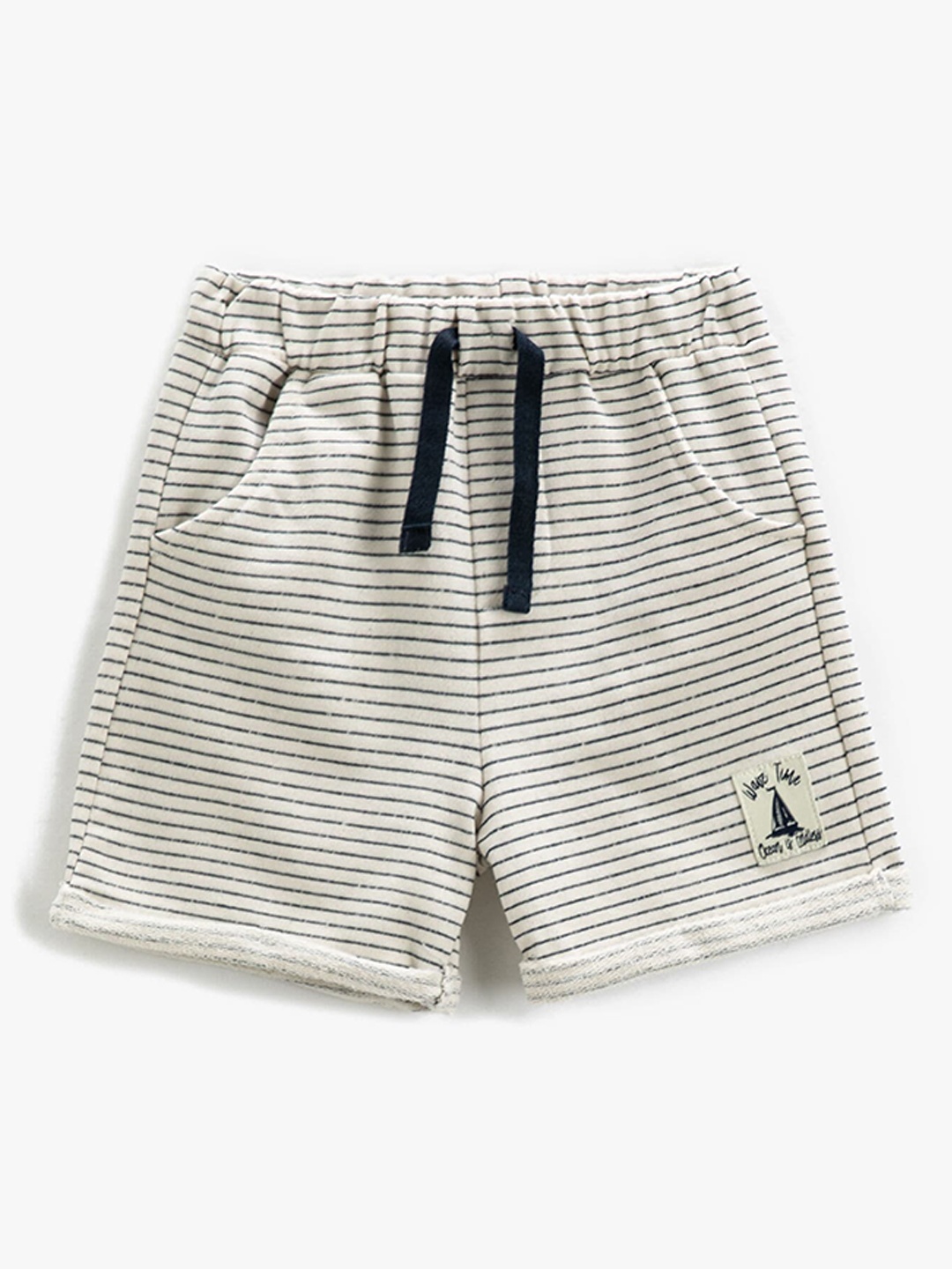 

Koton Boys Striped Mid-Rise Pure Cotton Shorts, Off white