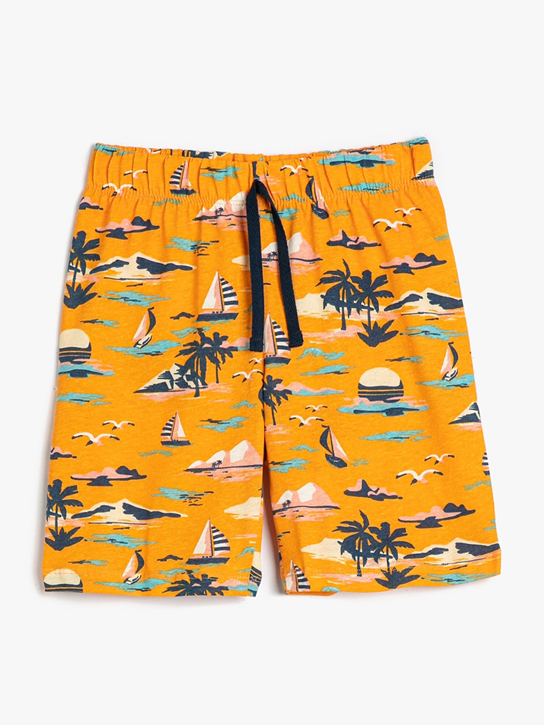 

Koton Boys Graphic Printed Mid-Rise Pure Cotton Shorts, Orange