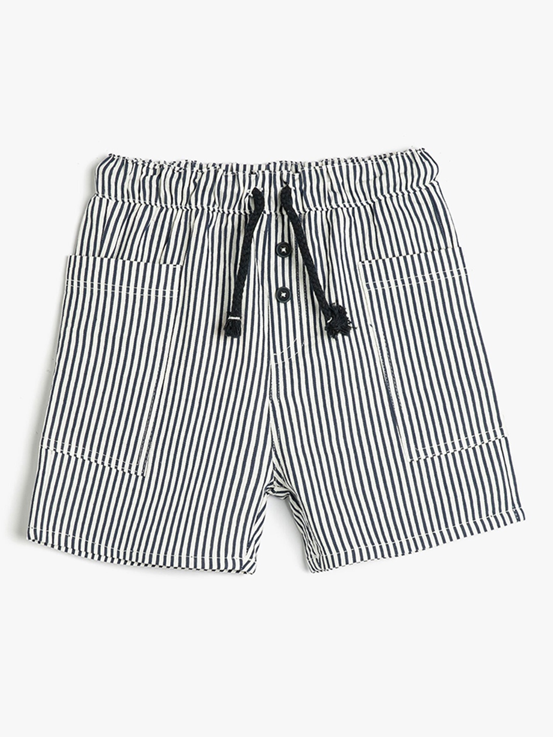 

Koton Boys Striped Mid Rise Shorts, Black