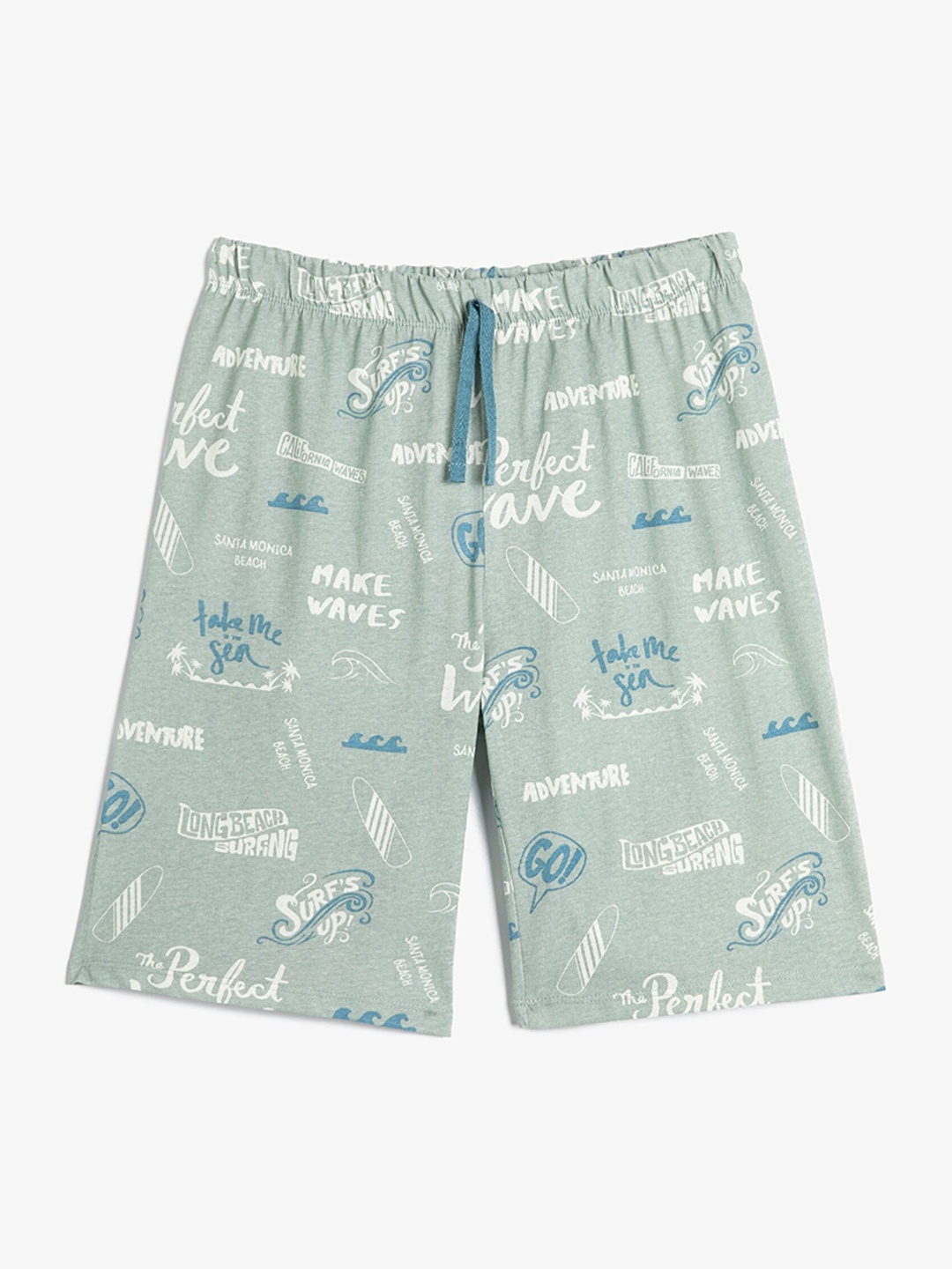 

Koton Boys Typography Printed Mid Rise Pure Cotton Shorts, Green