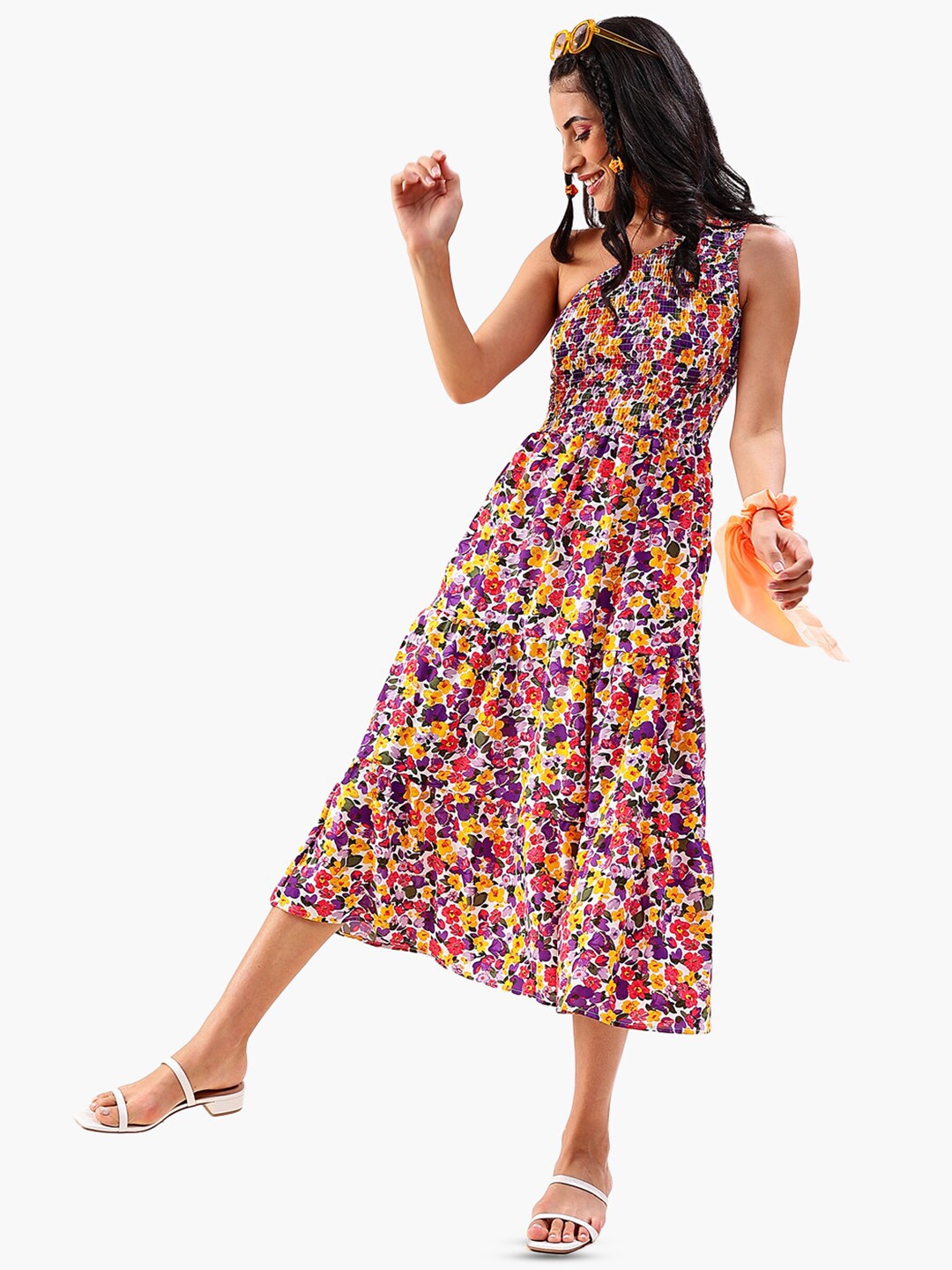 

Virgio Floral Printed Fit & Flare Midi Dress, Pink