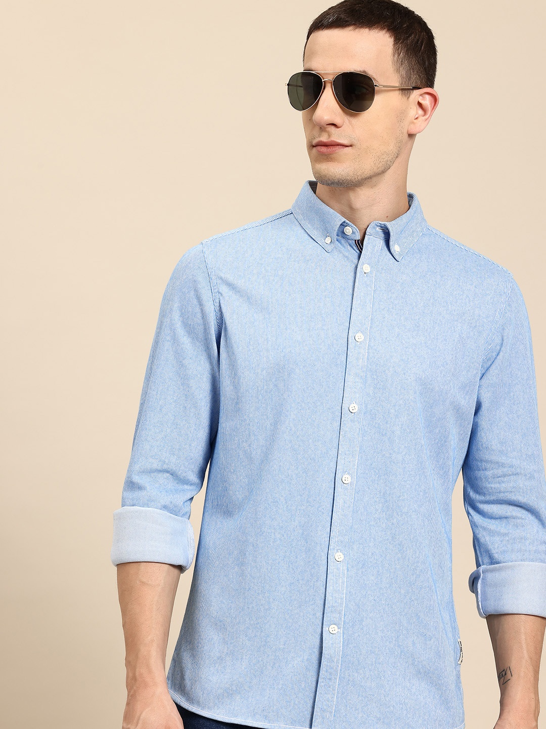 

Being Human Slim Fit Opaque Casual Shirt, Blue