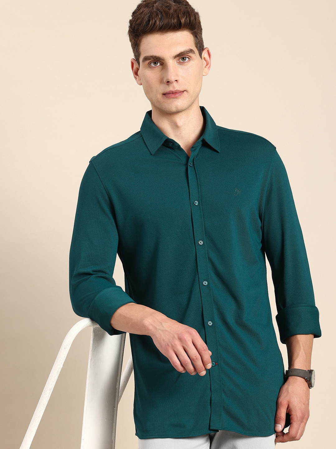 

Being Human Slim Fit Opaque Casual Shirt, Green