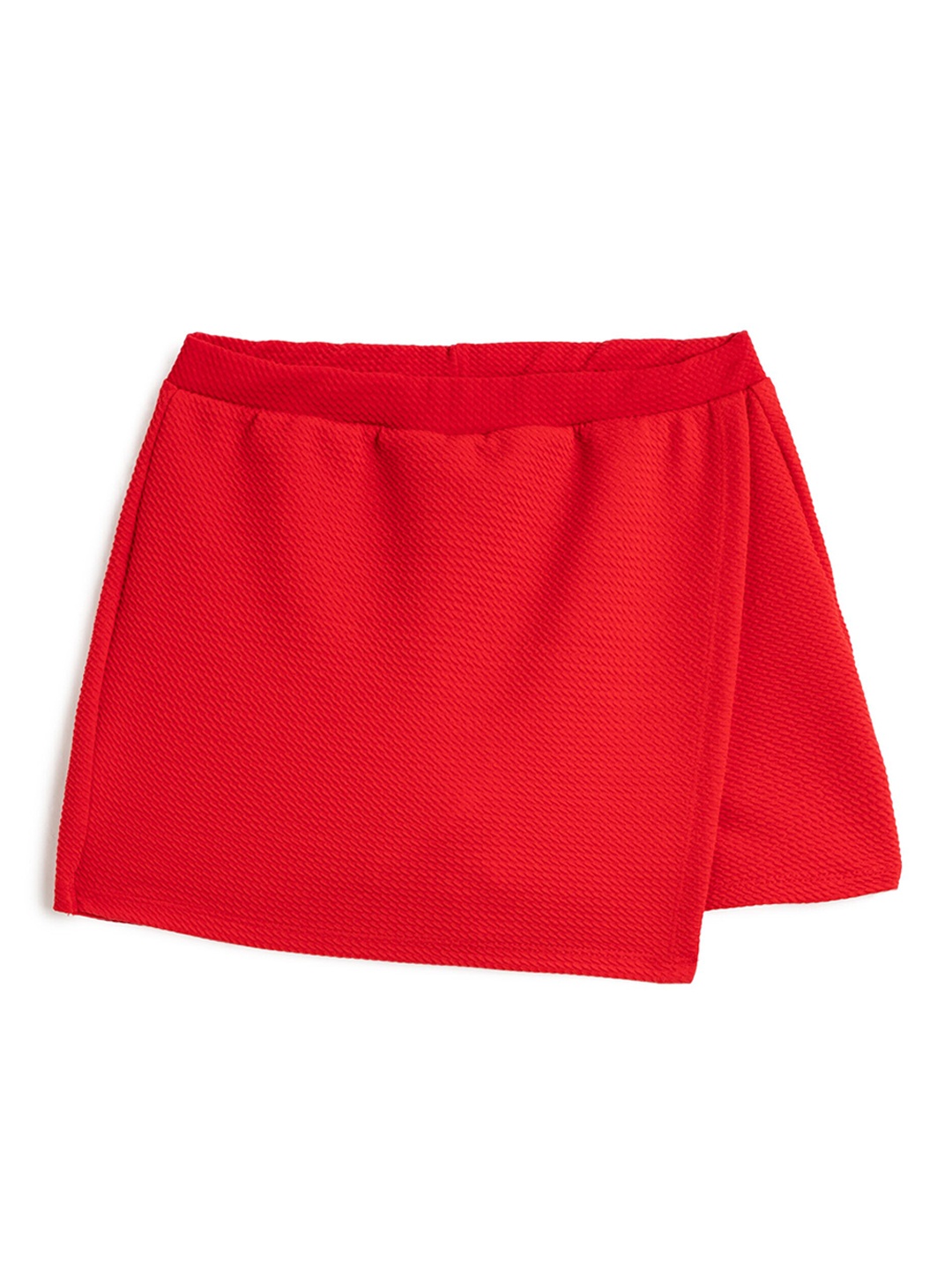 

Koton Girls Self Design Front Envelop Skorts, Red