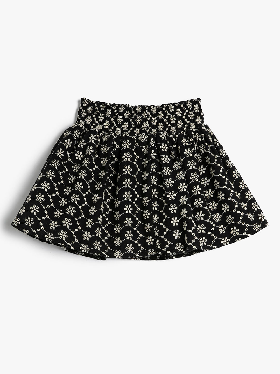 

Koton Girls Floral Embroidered Mini A-line Skirt, Black