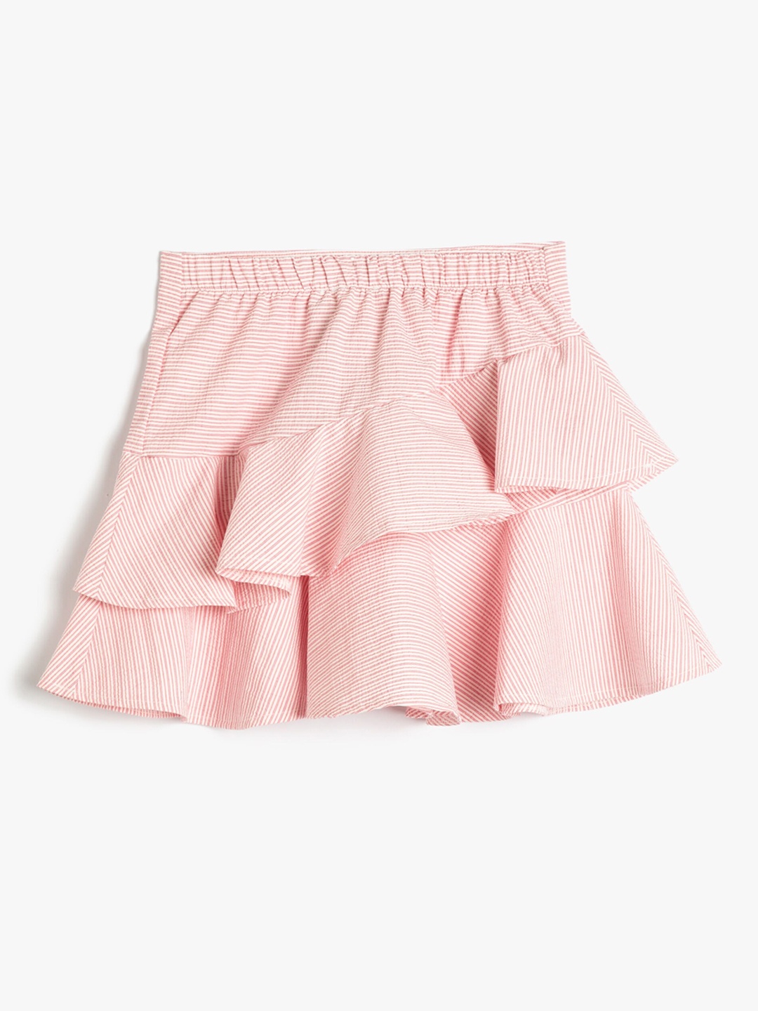 

Koton Girls Striped Ruffled Mini Skirt, Red