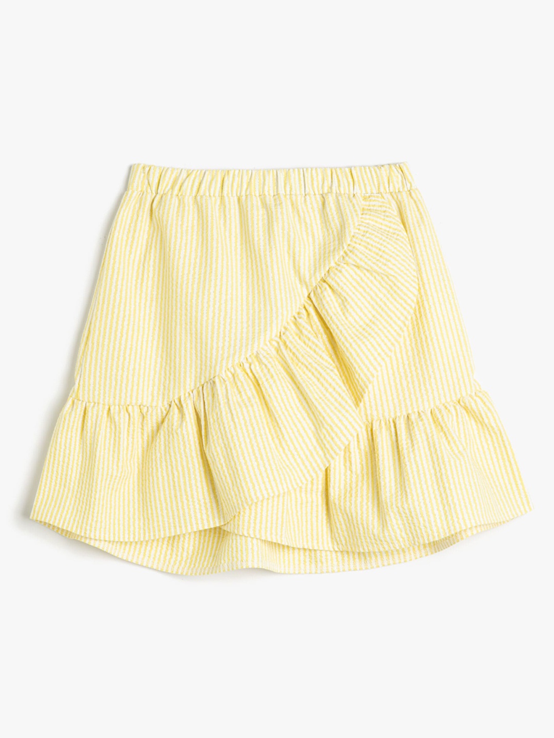 

Koton Girls Striped Ruffled Mini A-Line Skirt, Yellow