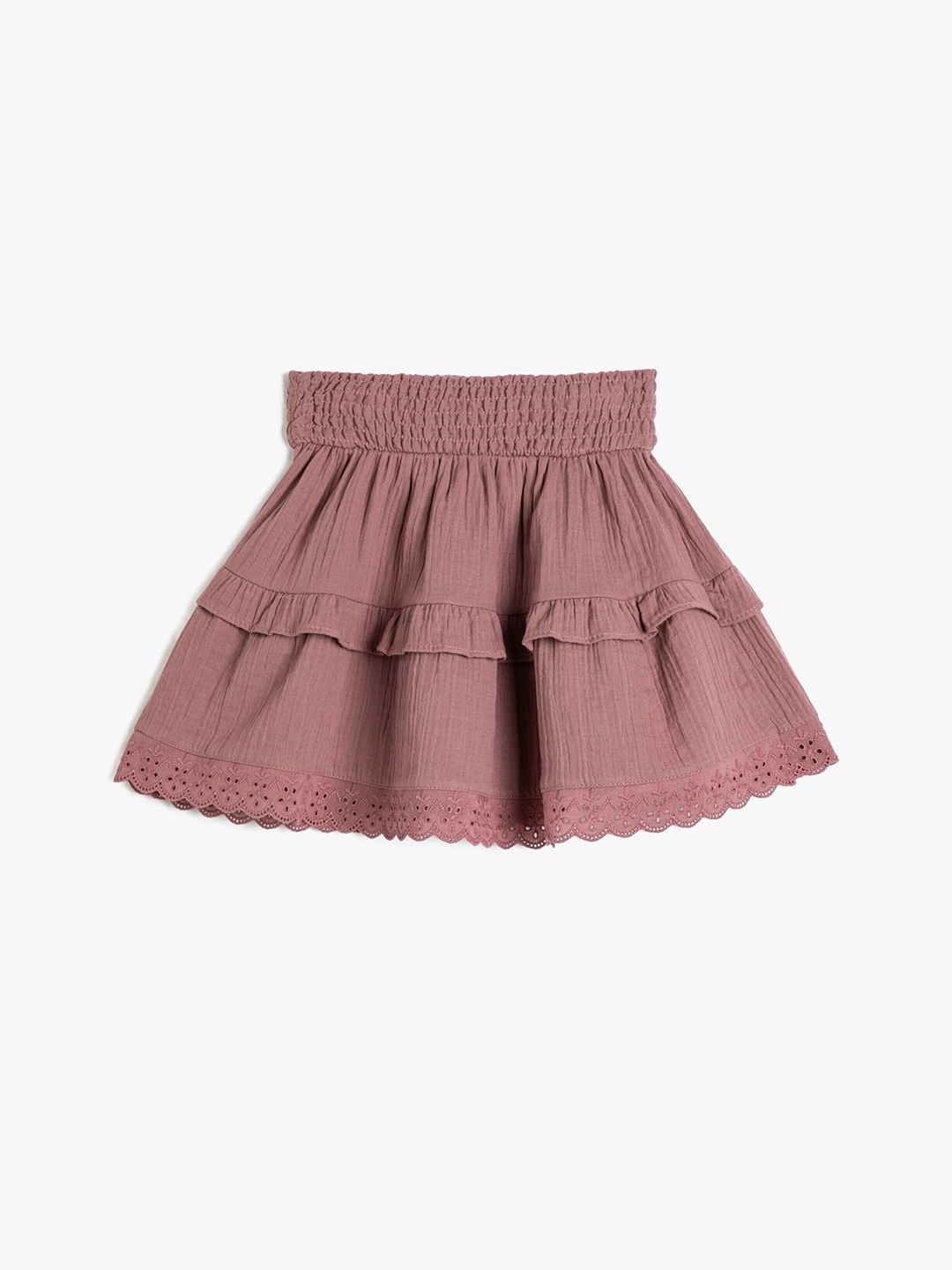 

Koton Girls Cutwork Embroidery Detailed Mini Tiered Skirt, Brown