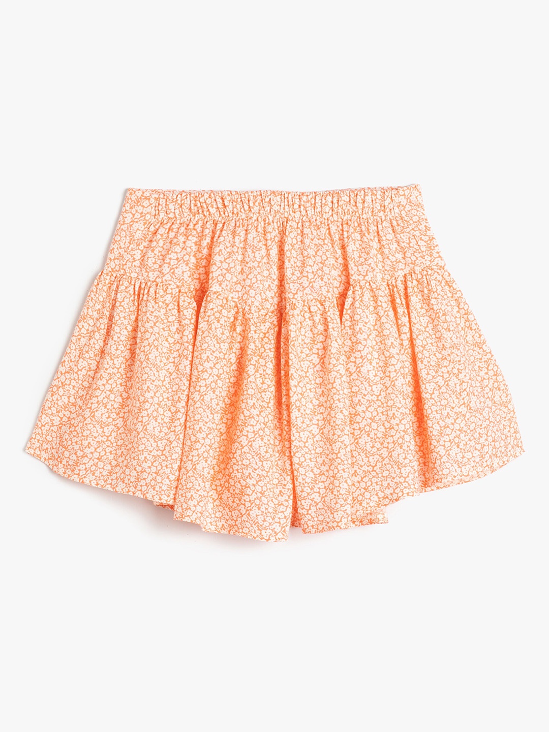 

Koton Girls Floral Printed Midi Flared Skorts, Orange