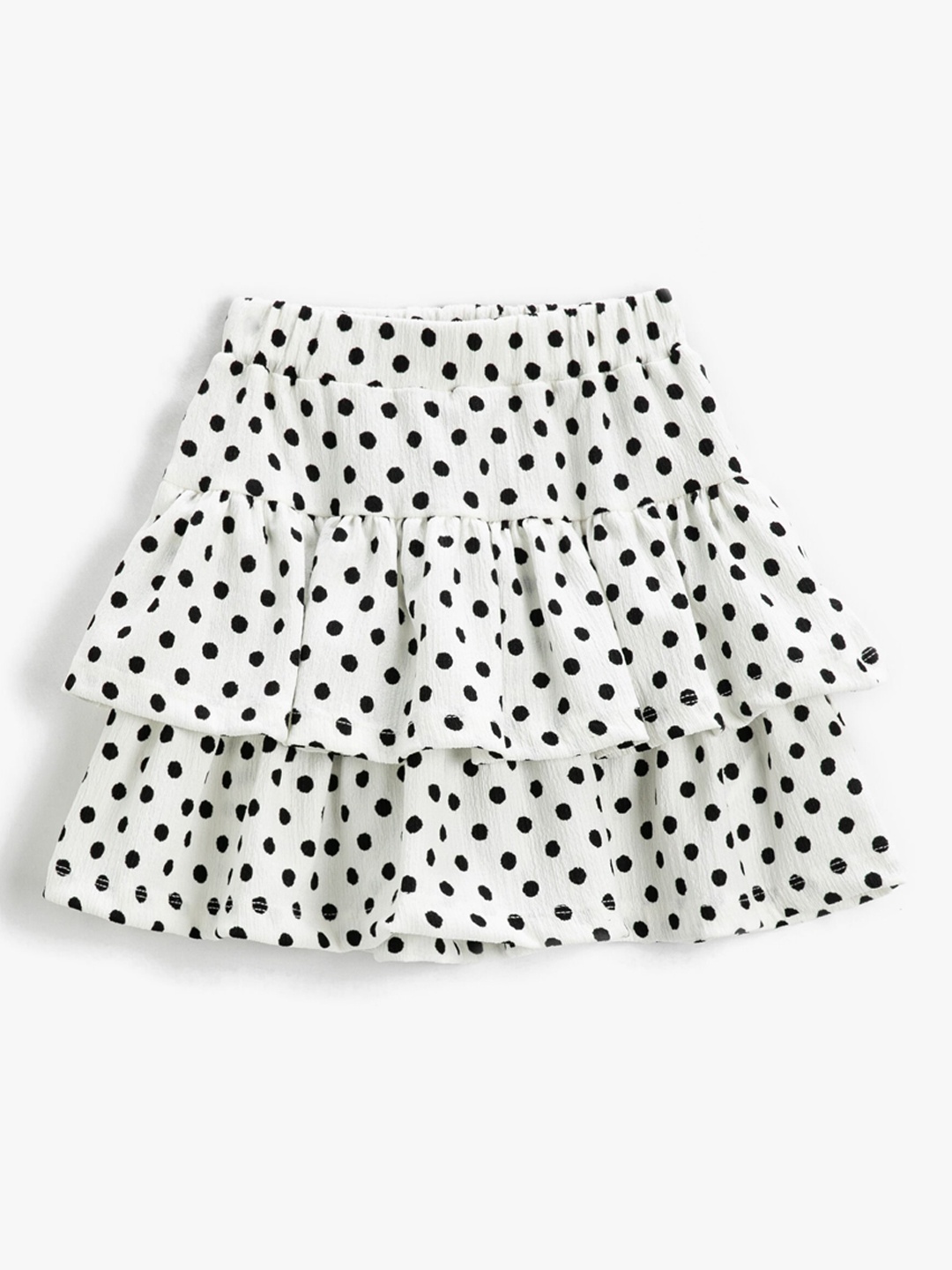 

Koton Girls Polka Dot Printed Layered Mini A-Line Skirt, White