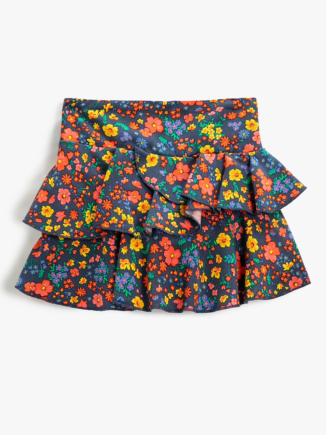

Koton Girls Floral Printed Ruffled Mini Skirt, Navy blue