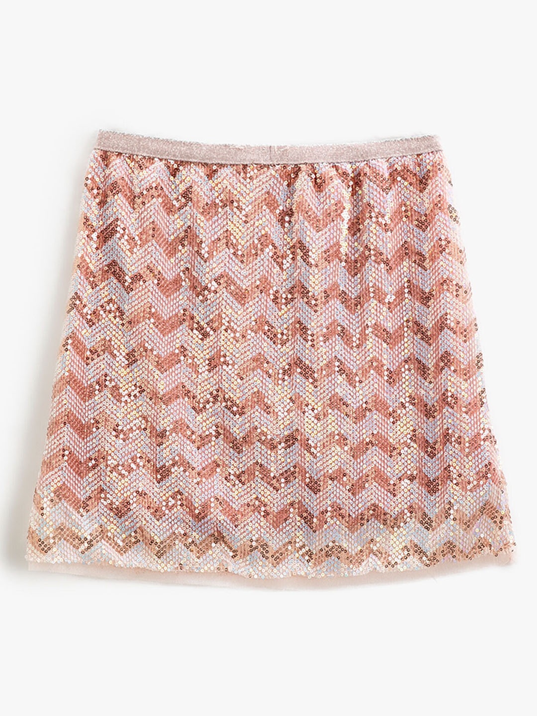 

Koton Girls Sequined A-Line Mini Skirt, Brown