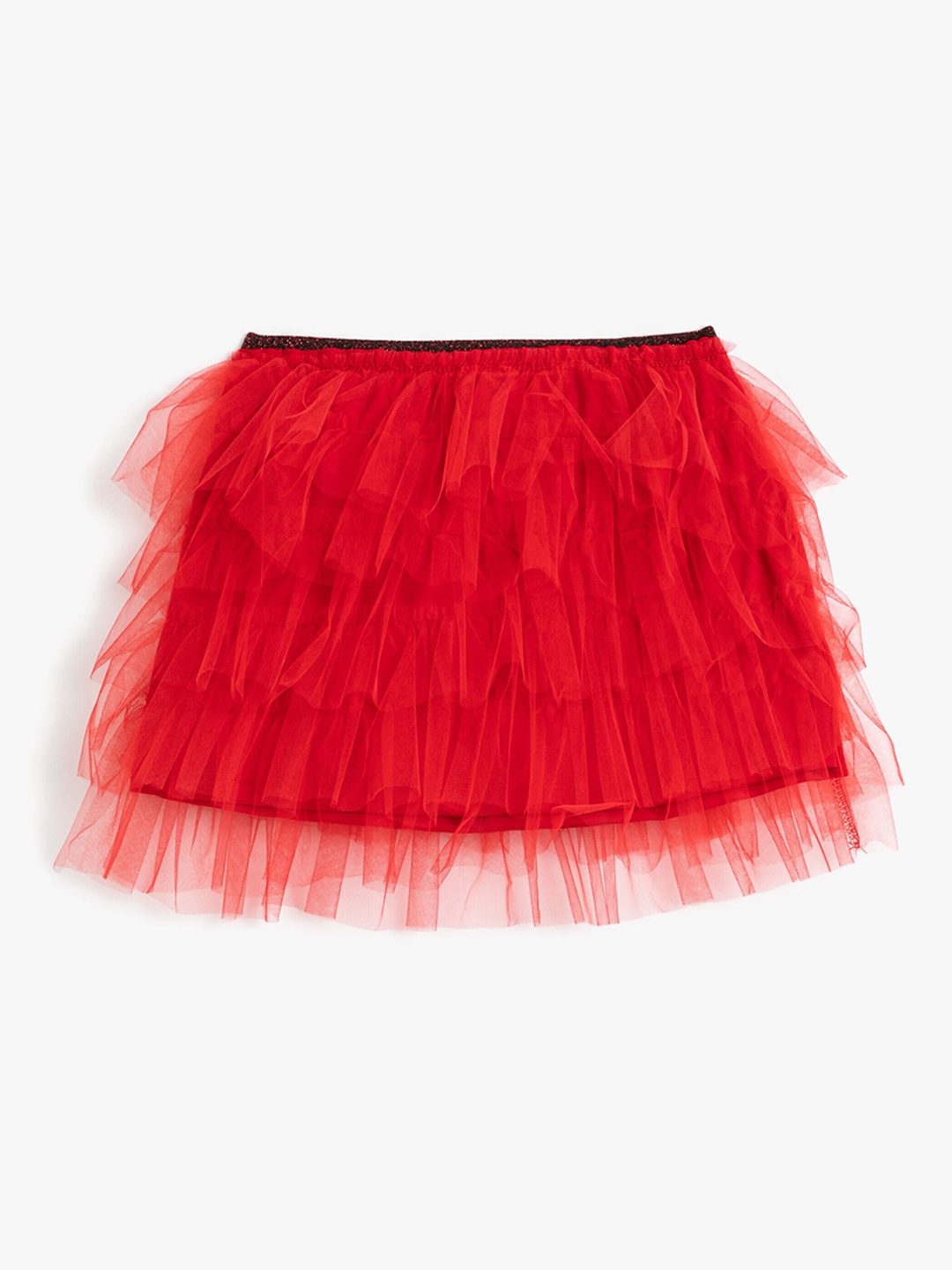 

Koton Girls Layered Mini A-Line Skirt, Red