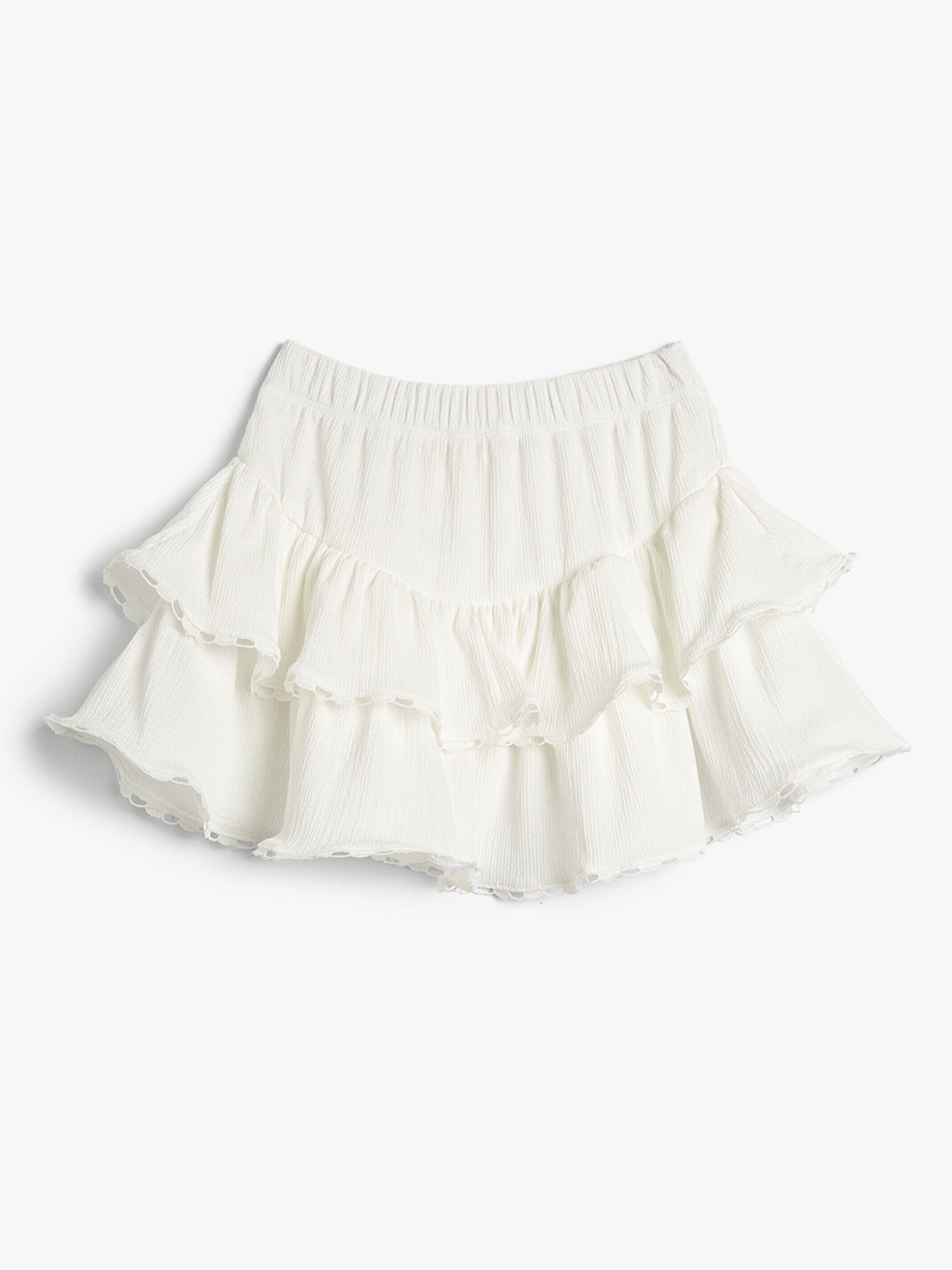 

Koton Girls Self Design Layered Detailed Tiered Mini Length Skirt, Off white