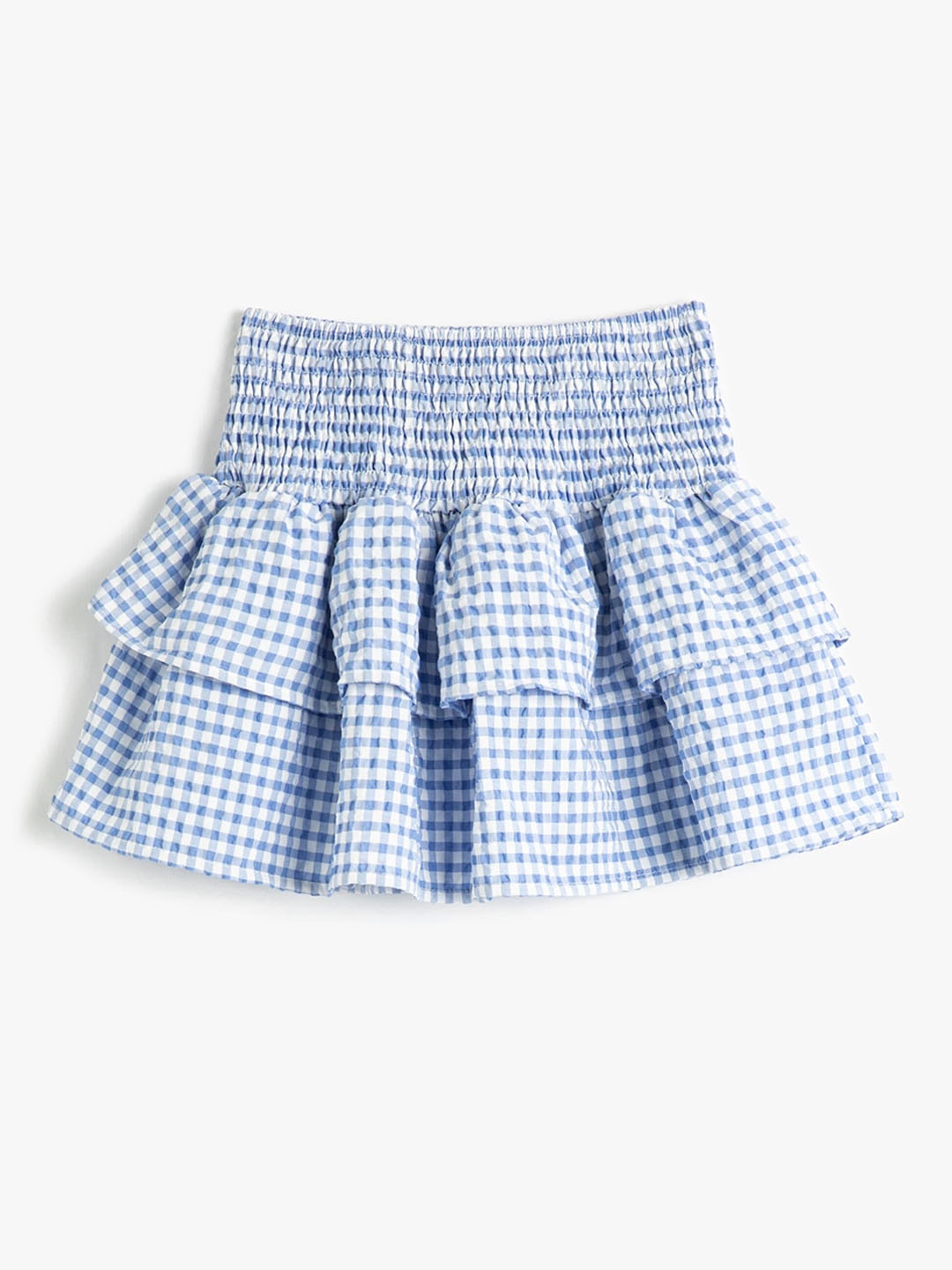 

Koton Girls Checked Tiered Flared Skirts, Blue